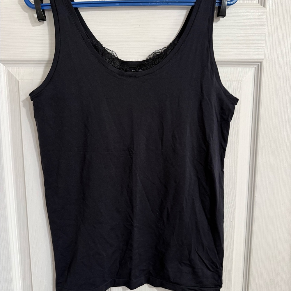Nordstrom Black Lace-Trim Scoop Neck Tank